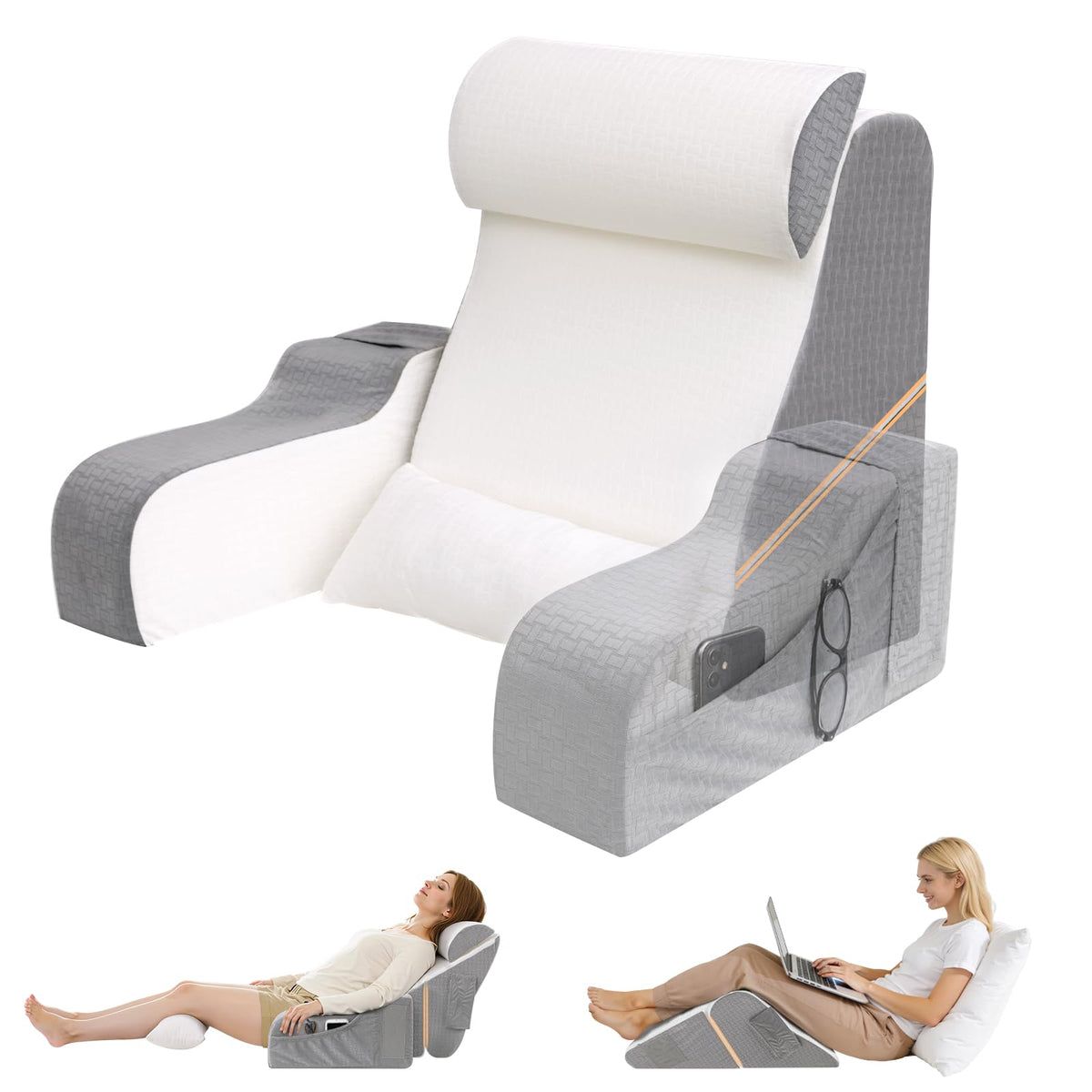 ESUERDO foldable reading pillow in bed shows back support for better posture.