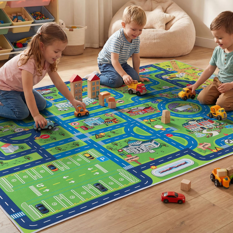 Esup city-map rug 4x6 with engaging landmarks for imaginative play and learning