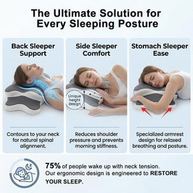 Esup memory foam neck pillow with slow rebound for lasting contouring comfort.
