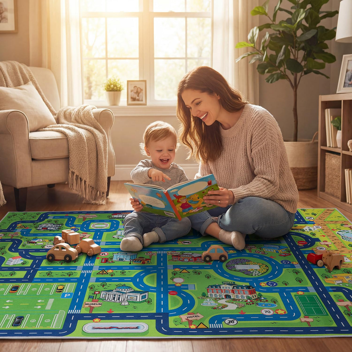 Esup non-slip kids rug edge close-up supports safe, steady play moments