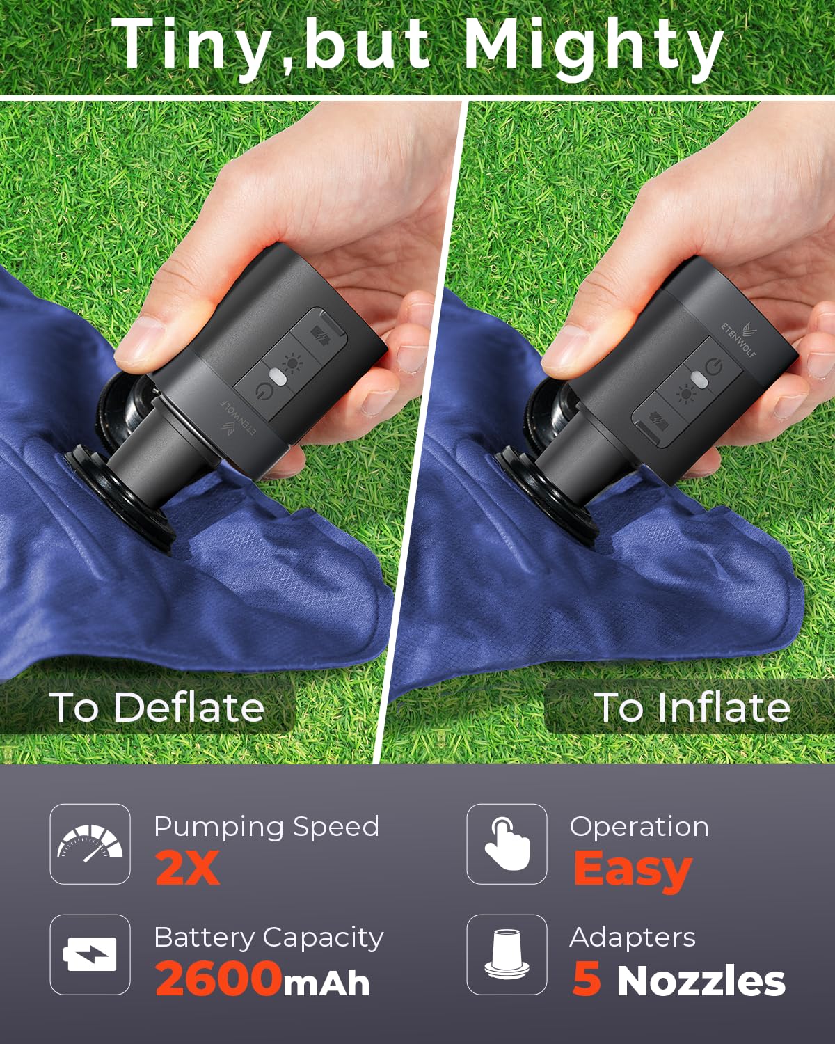 ETENWOLF AIR 3 camping light mode illuminating a campsite.