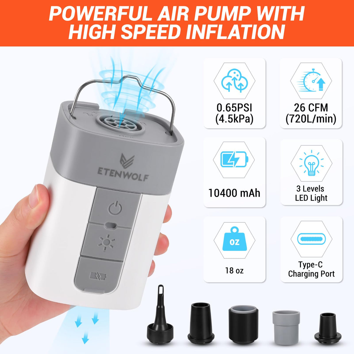 ETENWOLF air pump pool-floats-inflation speeds up pool time