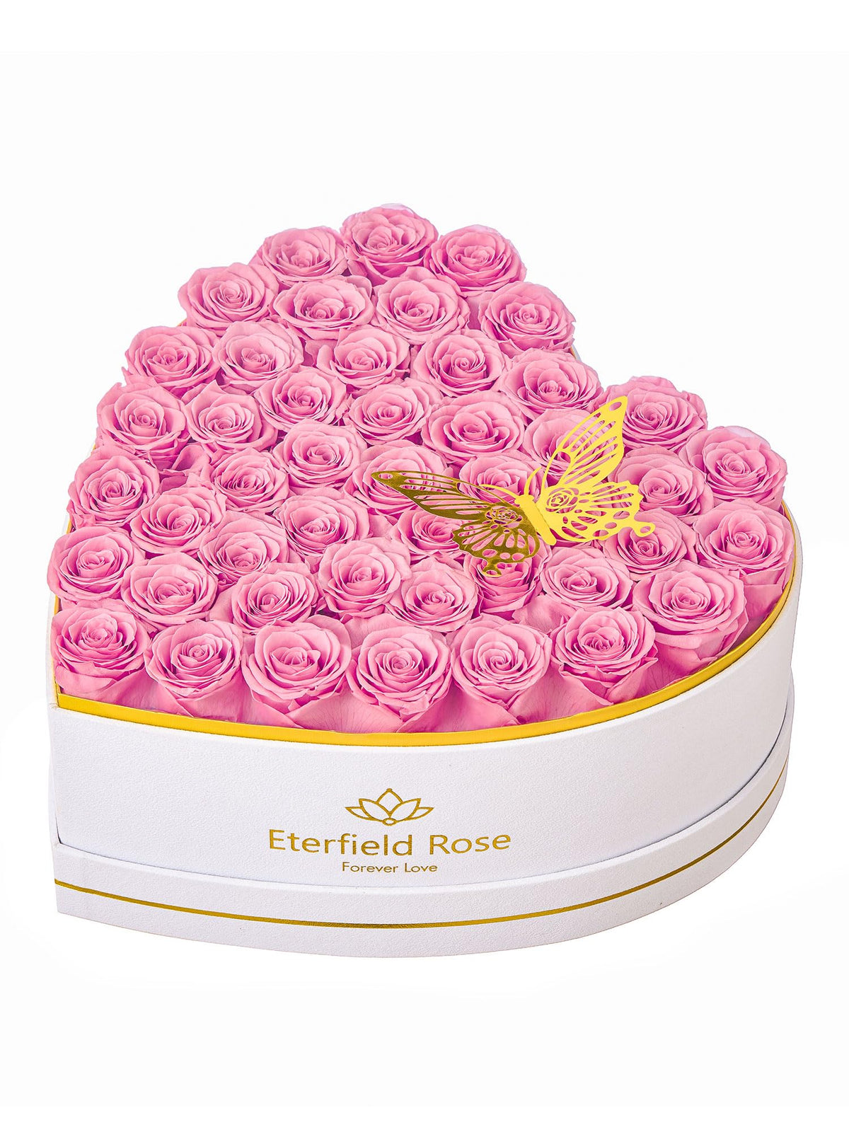 Eterfield 47 Forever Flowers heart box with lush rose arrangement for lasting elegance