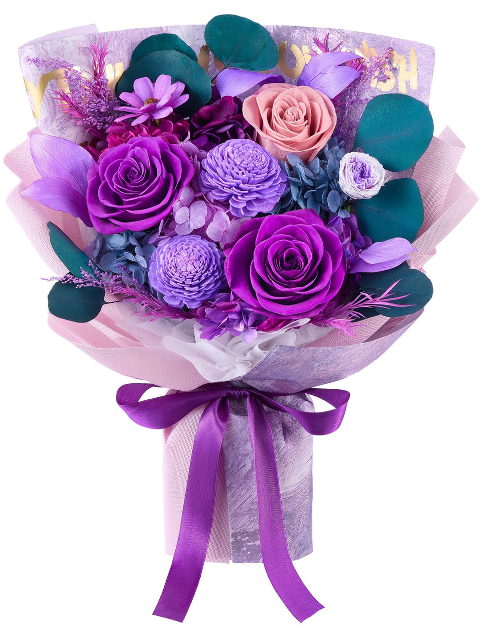 Eterfield Forever Bouquet in a vase with preserved roses for lasting gift.