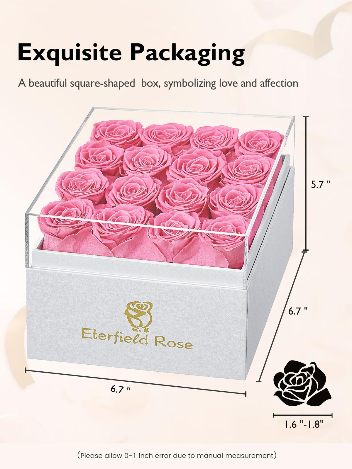 Eterfield luxury square white box, elegant display for gifting or self-pampering.