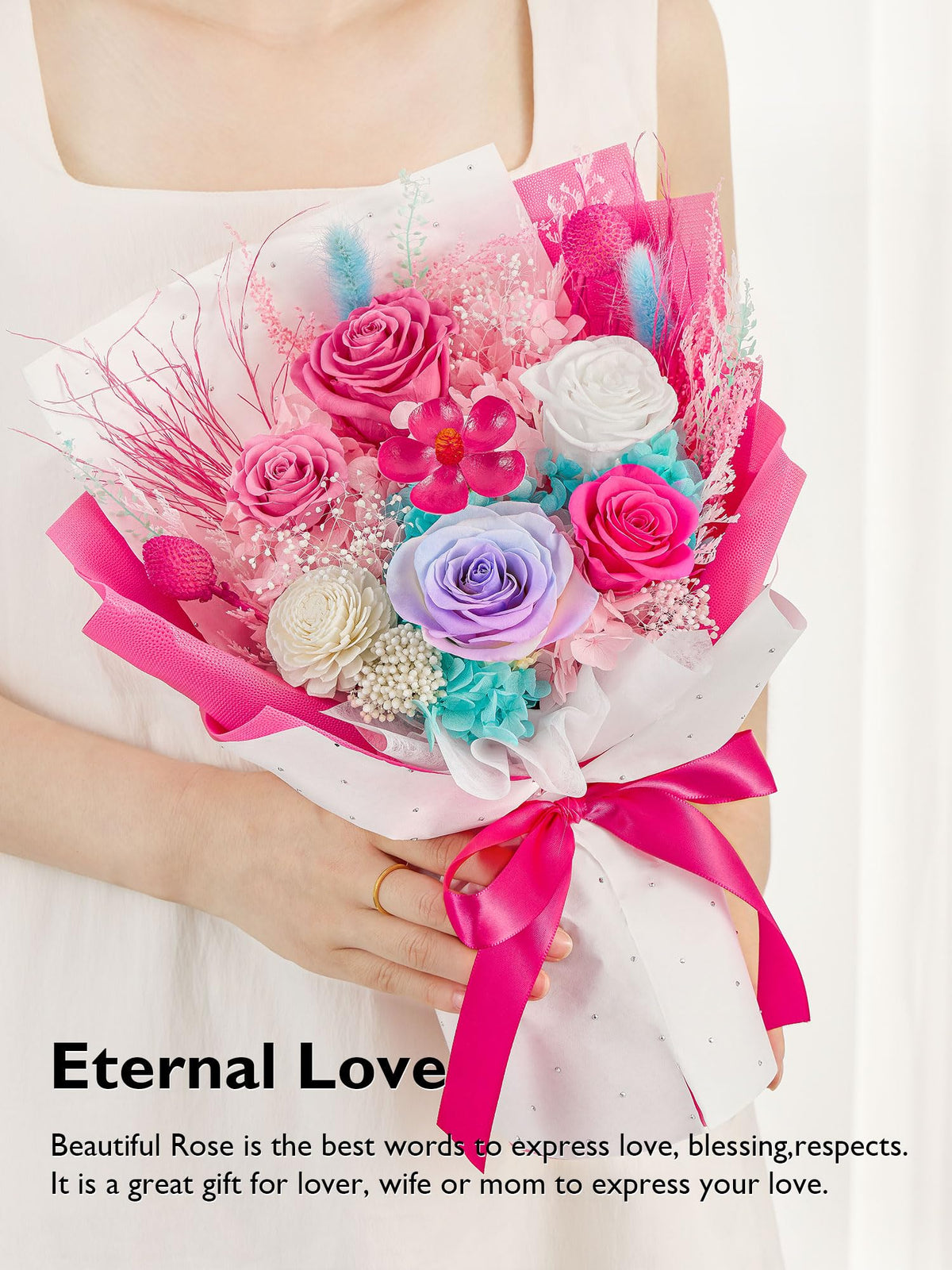 Eterfield Preserved Hotpink Roses Gift Set adds vibrant decor for celebrations.