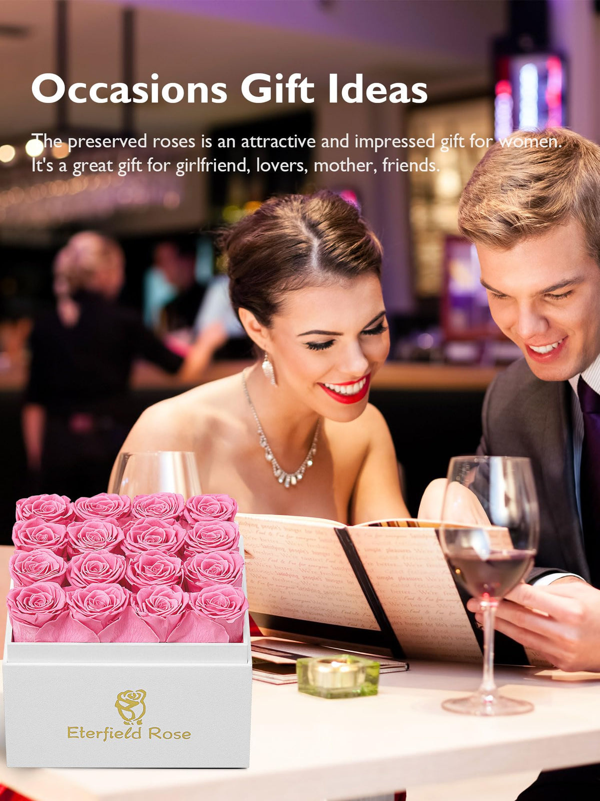 Eterfield preserved roses 16 roses in box, minimal maintenance, year-long beauty.