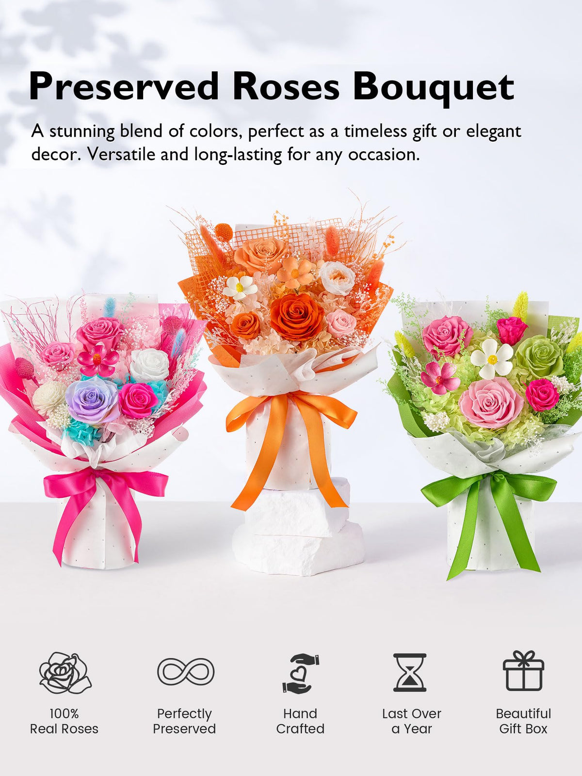 Eterfield Zero Maintenance Bouquet stays fresh without upkeep.