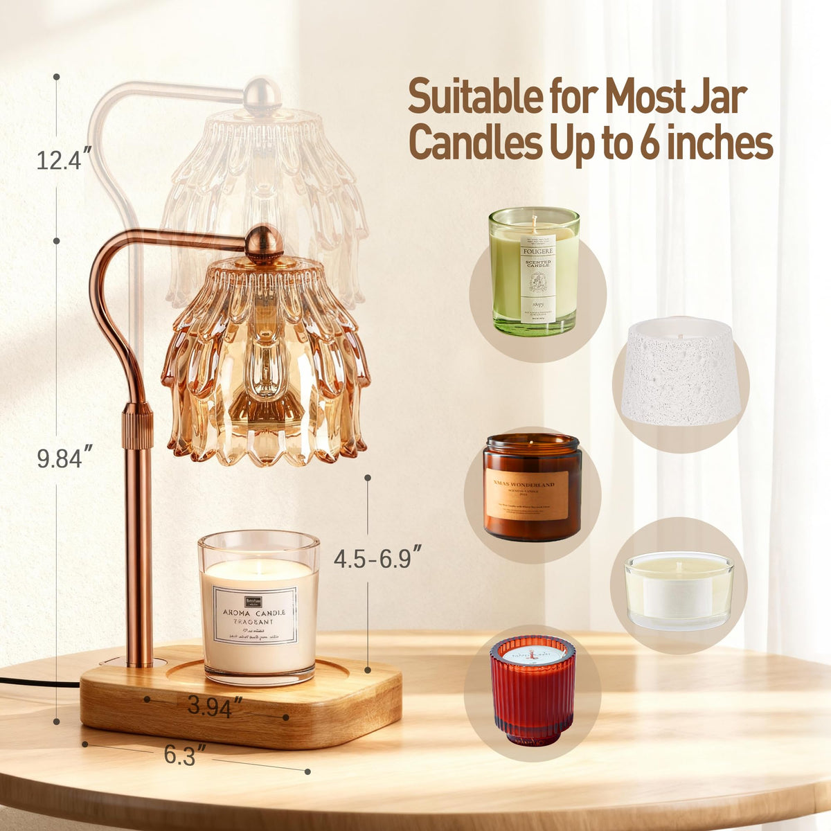 Eterfun candle warmer anti-slip base prevents tipping during use.