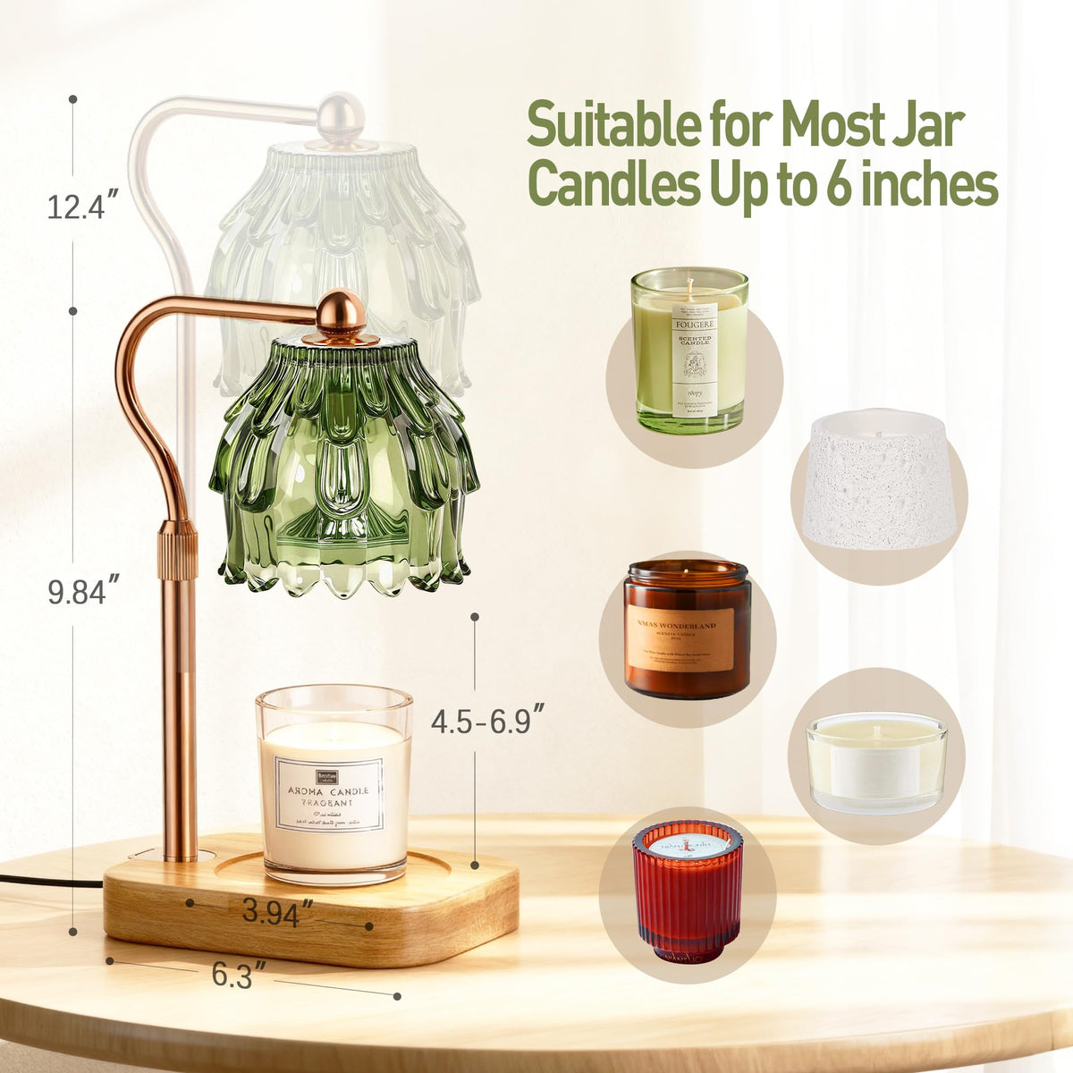 Eterfun Candle Warmer Lamp with adjustable height for jar candles.