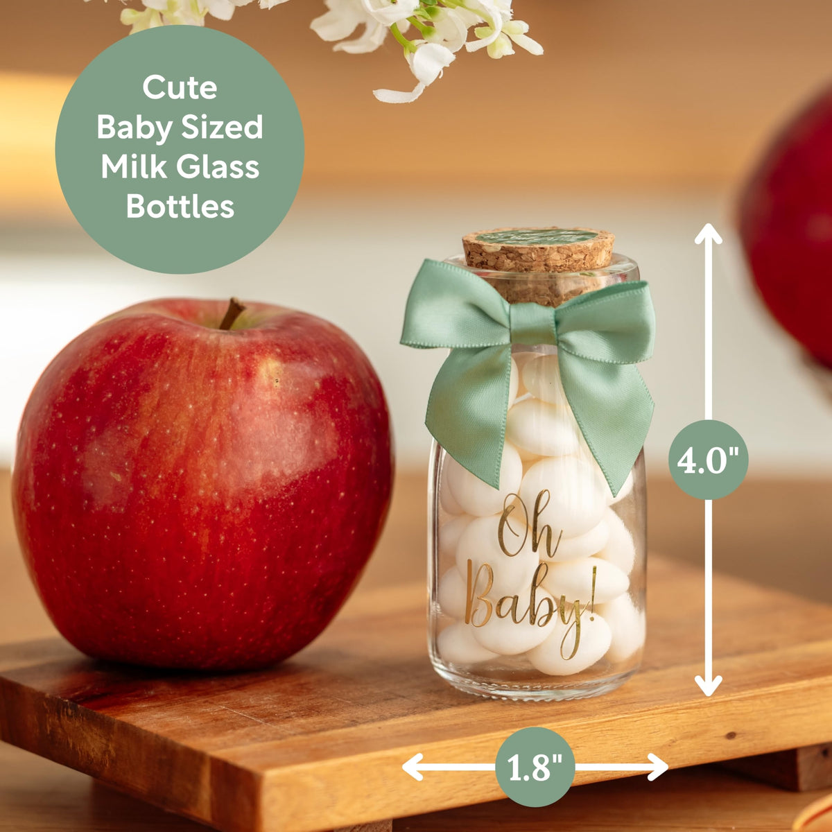 Ethisa Oh Baby bottle close-up with gold lettering for chic favors