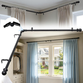 ETICSIPA corner curtain rod assembly for corner windows with flexible connector