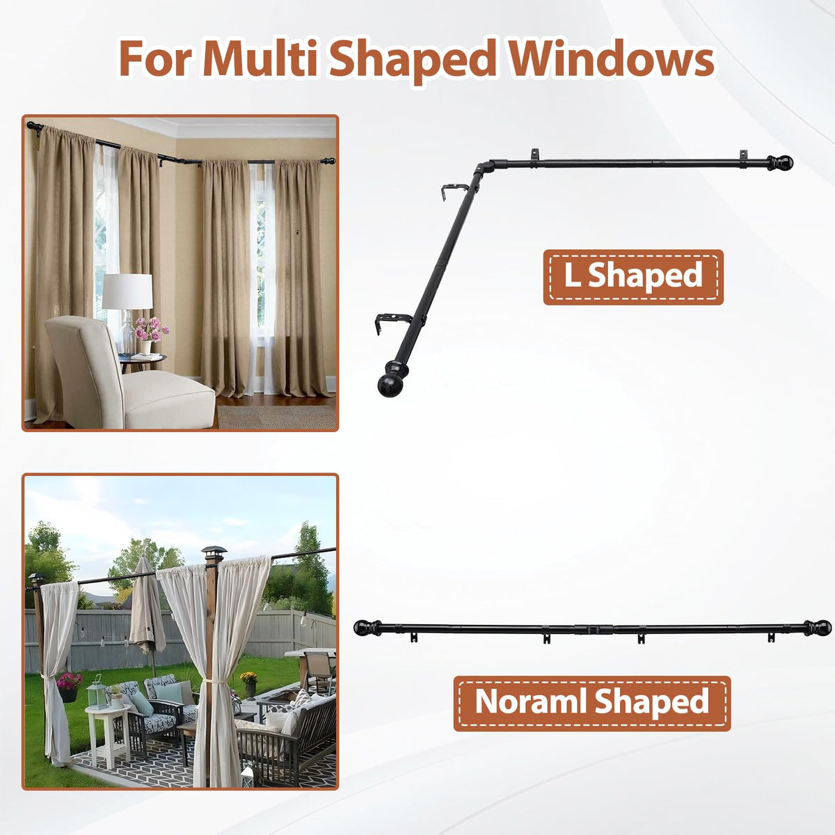 ETICSIPA curtain rod includes brackets, screws, and anchors for easy setup