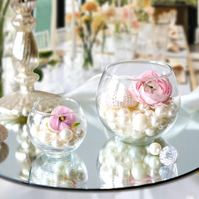 Etolies clear bowl vase closeup highlights translucent glass finish.