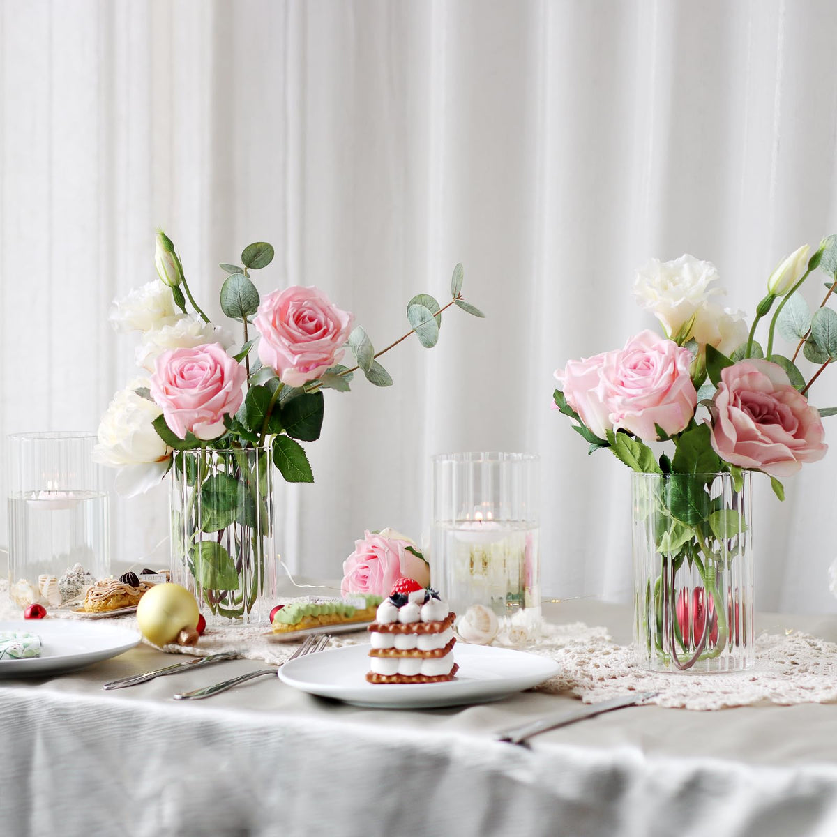Etolies clear glass hurricane candle holder suitable for table displays