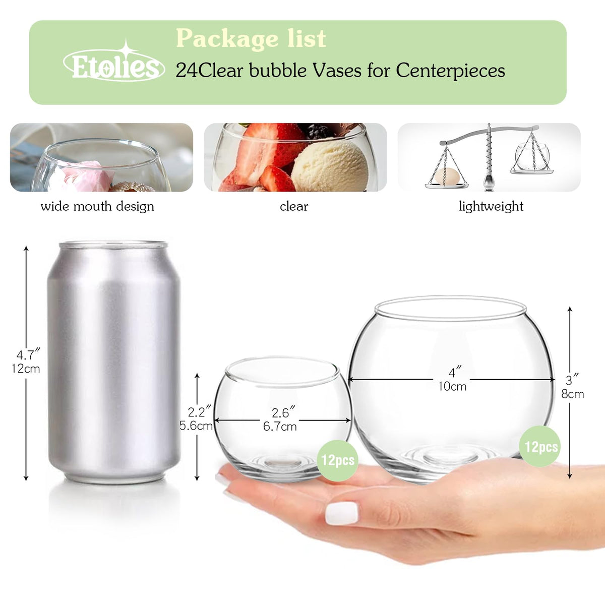 Etolies glass candle holder bulk set of 12 for elegant table lighting.