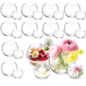 Etolies globe vase bulk set of 12 round glass vases for bud arrangements.