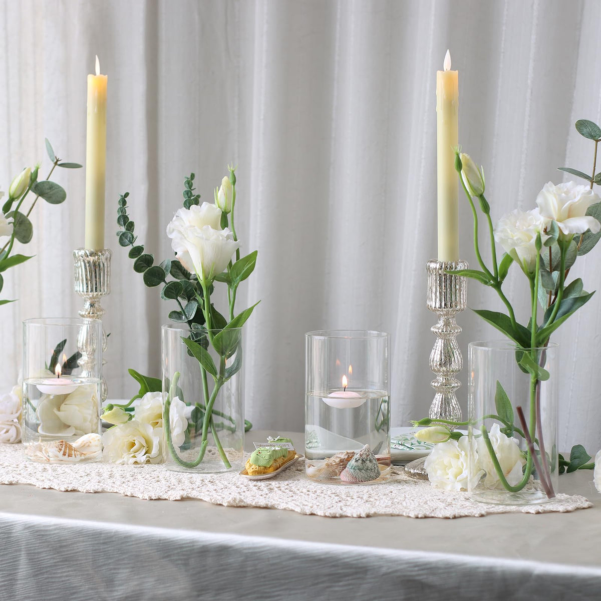 Etolies hurricane glass vase candle holder adds contemporary home flair.