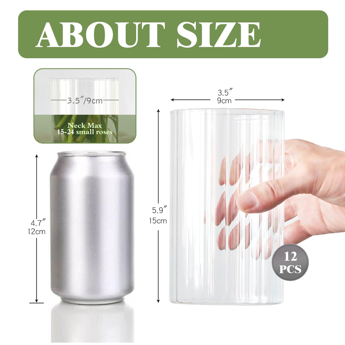 Etolies ribbed bud vases in 6-inch height for modern wedding decor