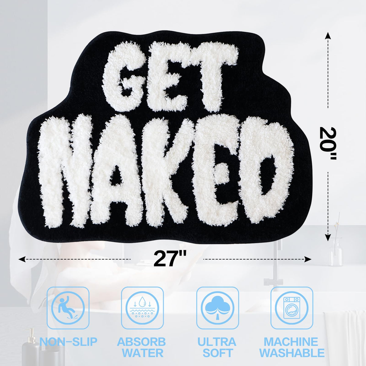 Etomiel Get Naked mat suited for shower, tub, or doorway.