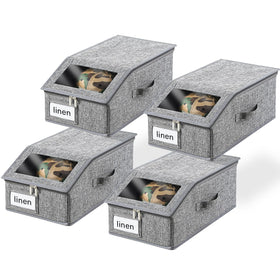 Euct four-pack grey hat organizer with transparent window keeps hats visible and accessible.