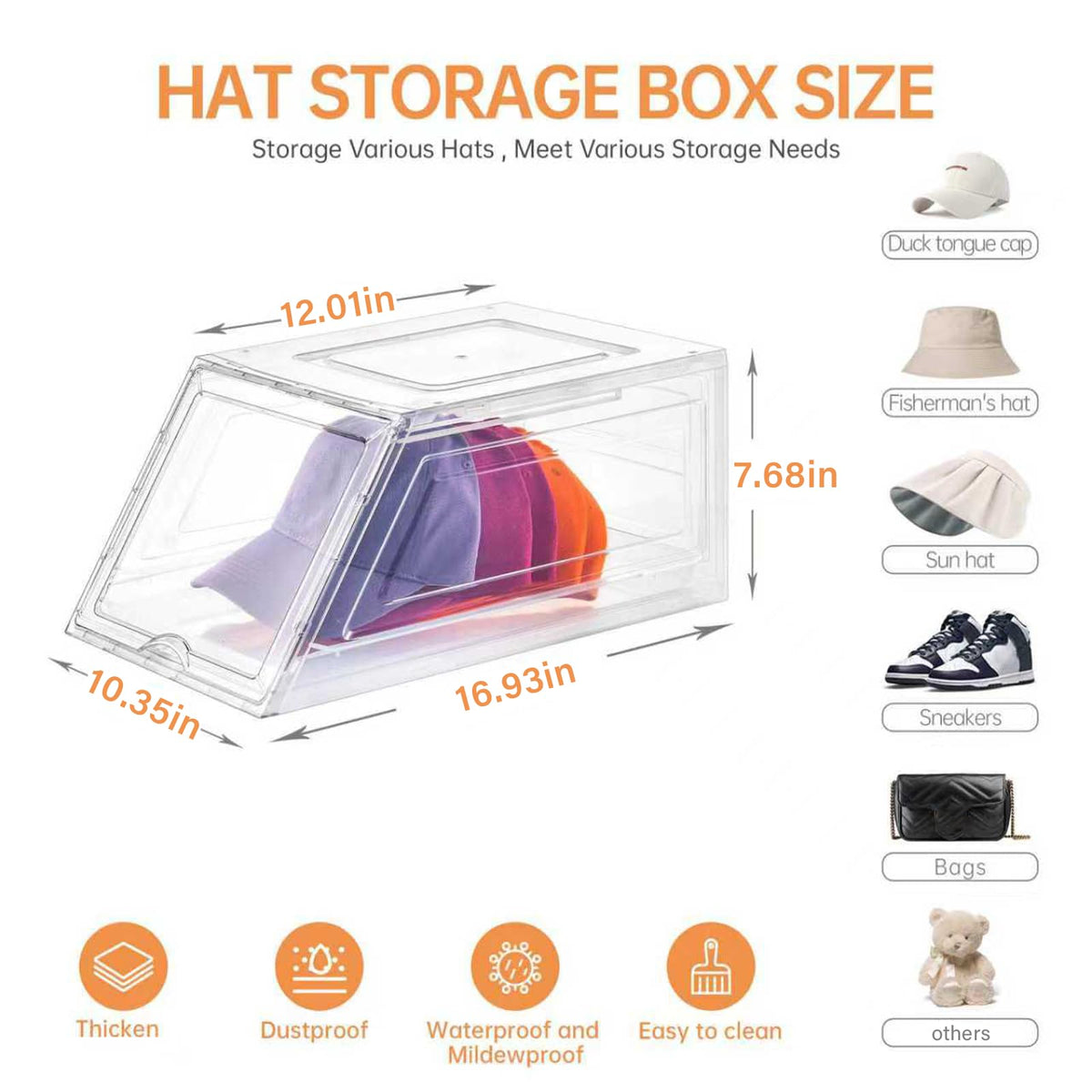 Euct hat organizer with sliding drawer for easy retrieval.