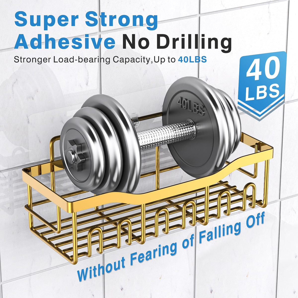 EUDELE adhesive wall mount provides strong hold without drilling.