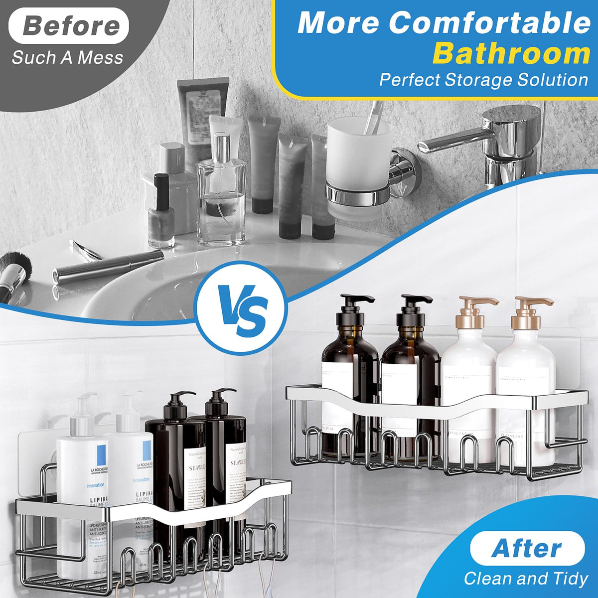 EUDELE adhesive wall-mount system enables damage-free installation on smooth surfaces.