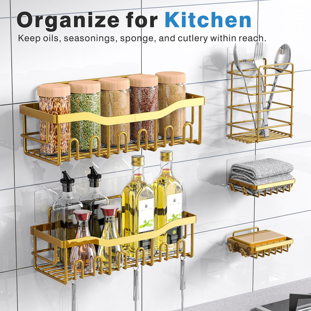 EUDELE kitchen organizer keeps seasonings and tools neatly stored.