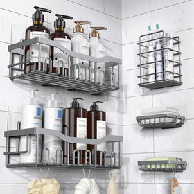EUDELE shower caddy 5-pack wall-mount setup for organized bathroom storage.