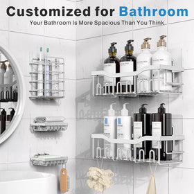 EUDELE stainless steel shower shelf wall mount highlights rustproof durability for humid bathrooms.