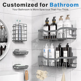 EUDELE stainless steel shower shelves close-up, highlighting rustproof SUS304 construction.