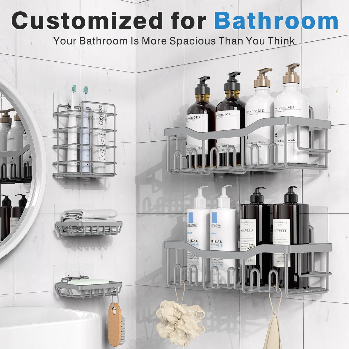 EUDELE stainless steel shower shelves resist rust for durable bathroom storage