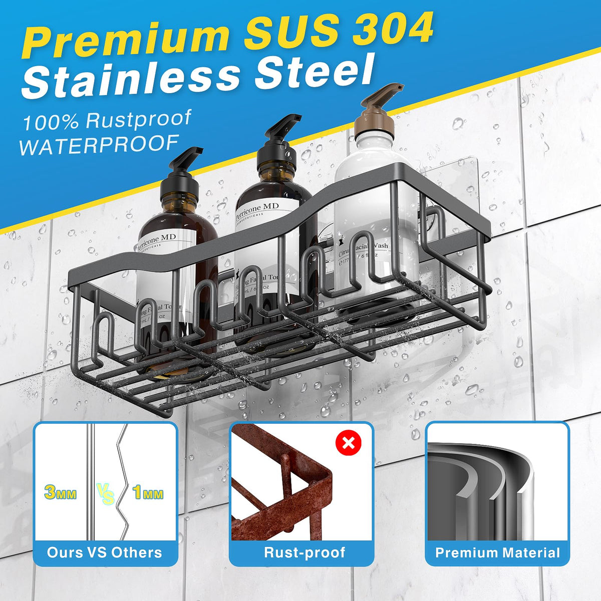 EUDELE strong adhesive offers secure, no-drill mounting for peace of mind.