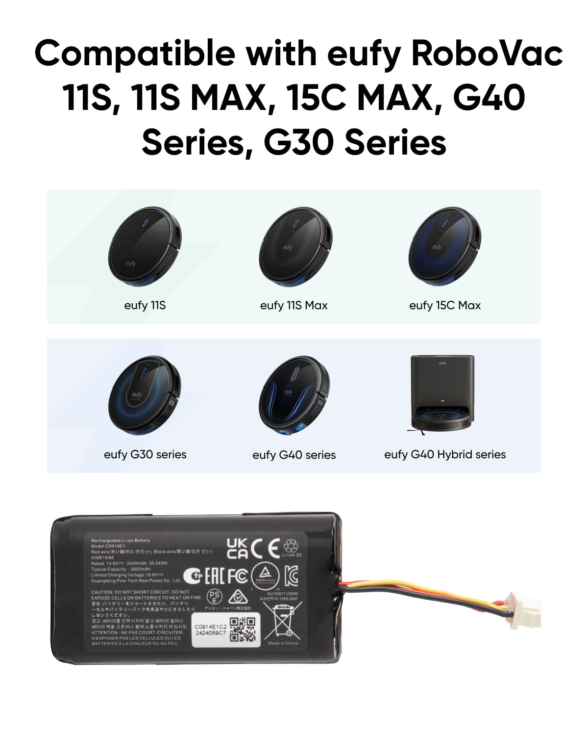 eufy battery pack installation step demonstrates easy, tool-free replacement