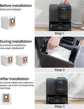 eufy dust bag 3L compatible with E25, E28, E20, and C28 vacuums.