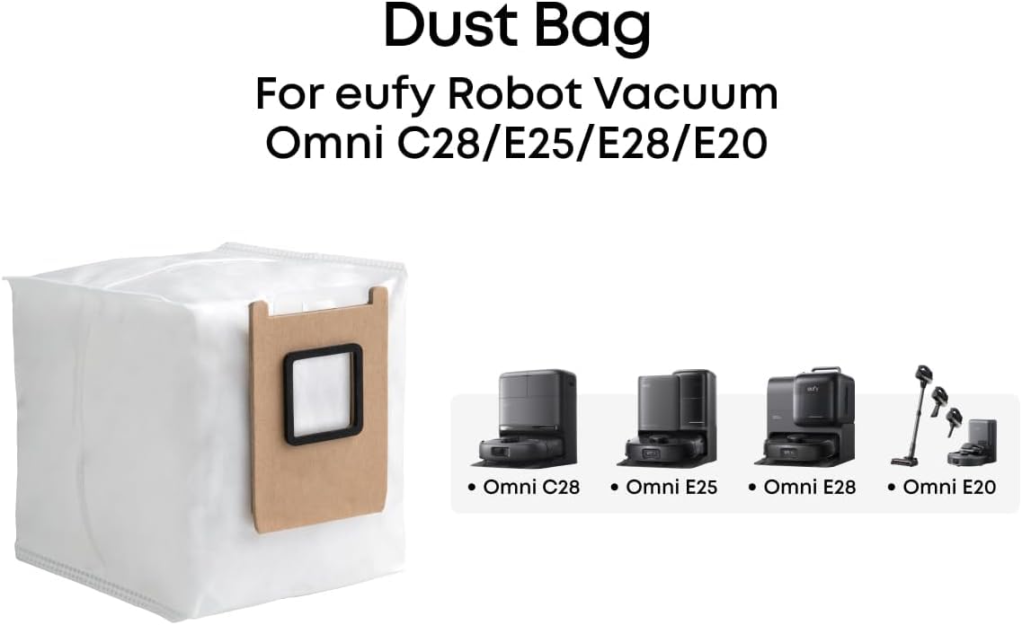 eufy dust bag 3L effective filtration captures dander and mold particles.