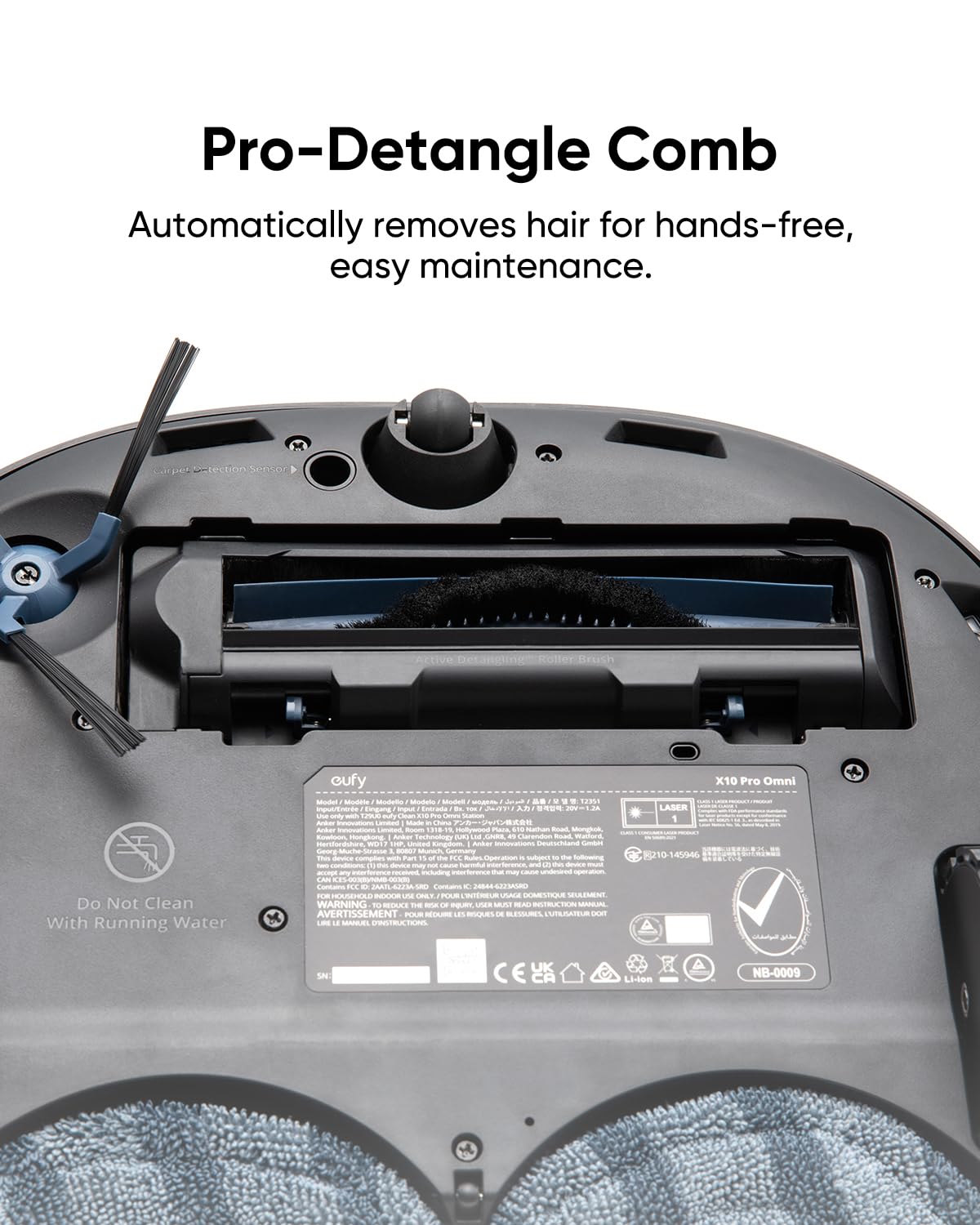 The eufy replacement brush guard with pro-detangle comb eases hair and debris management.