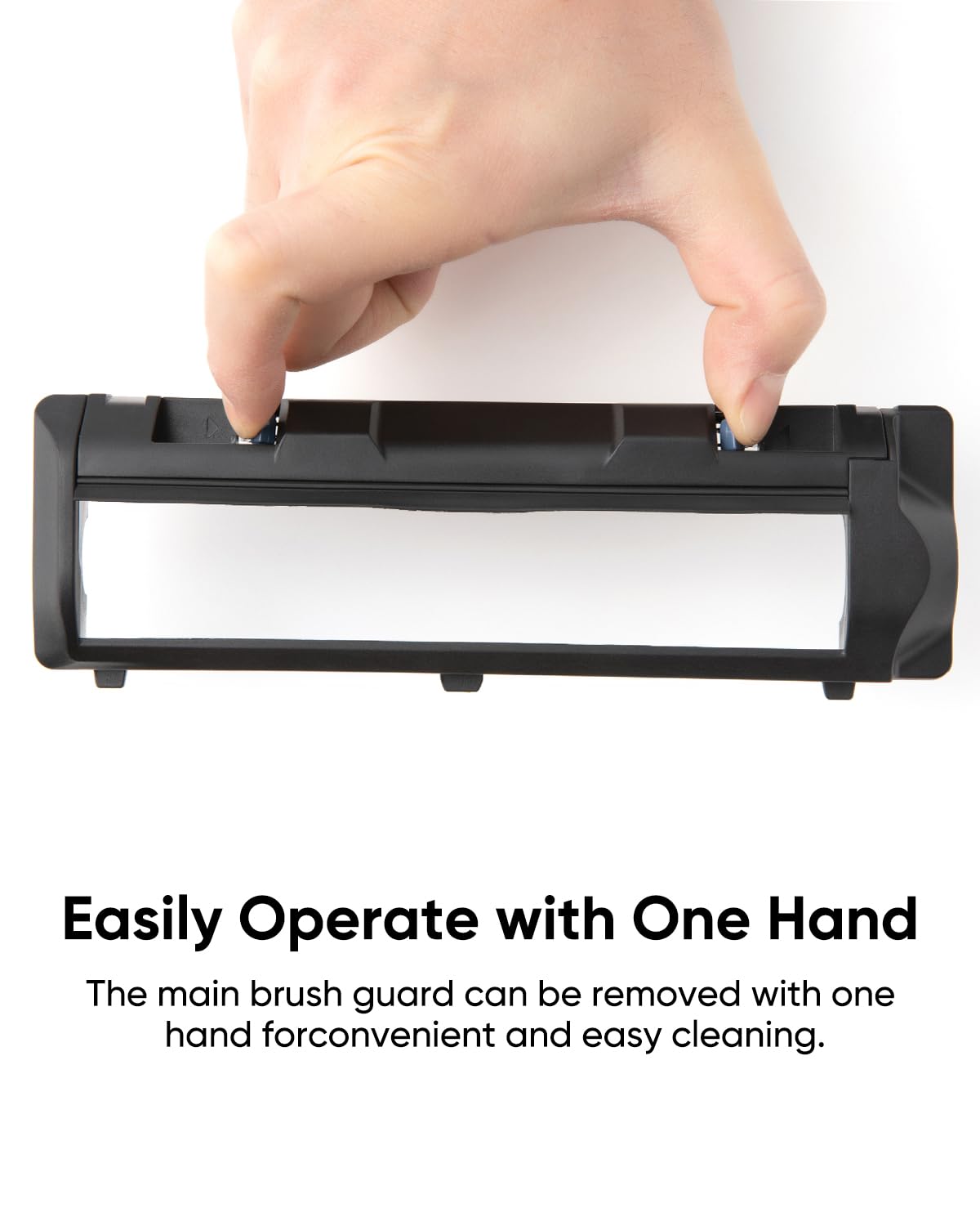The eufy tool-free installation demonstrates quick brush replacement.