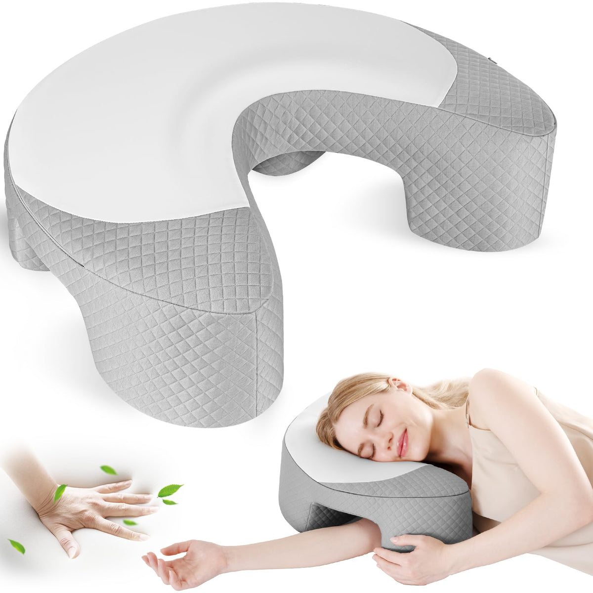 EUHAMS side sleeper pillow with arm holes supports natural arm positions