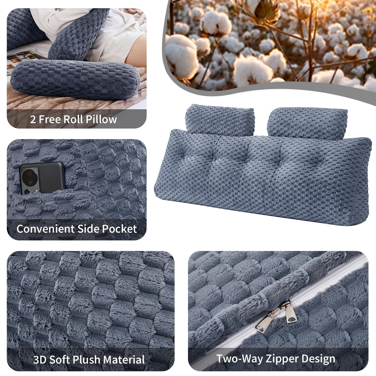EUHAMS wedge headboard pillow with 40D fill maintains shape and support.