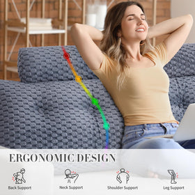 EUHAMS wedge headboard pillow in grey fabric delivers plush comfort.