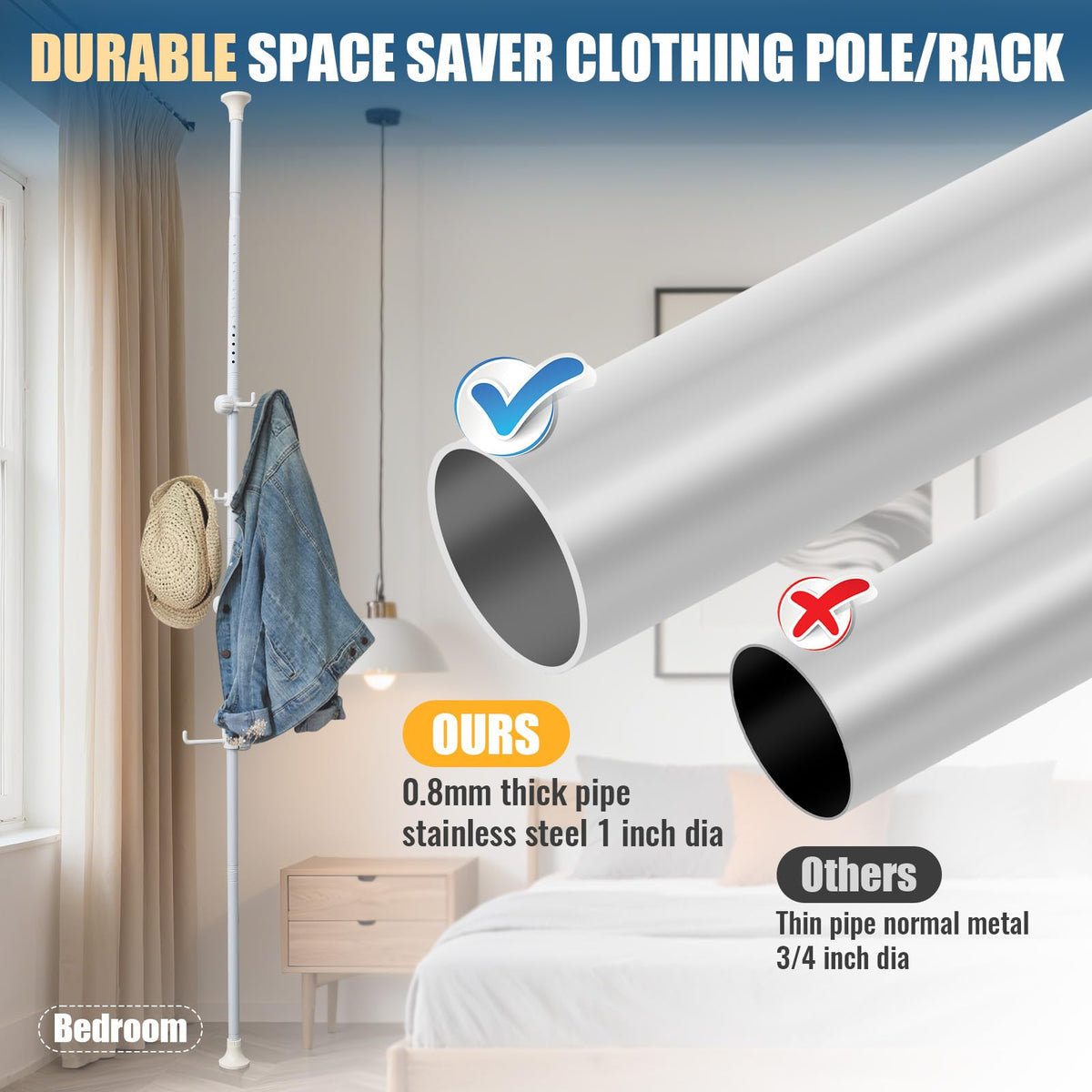 EUIJOIP no-drill installation keeps walls intact and installation simple.