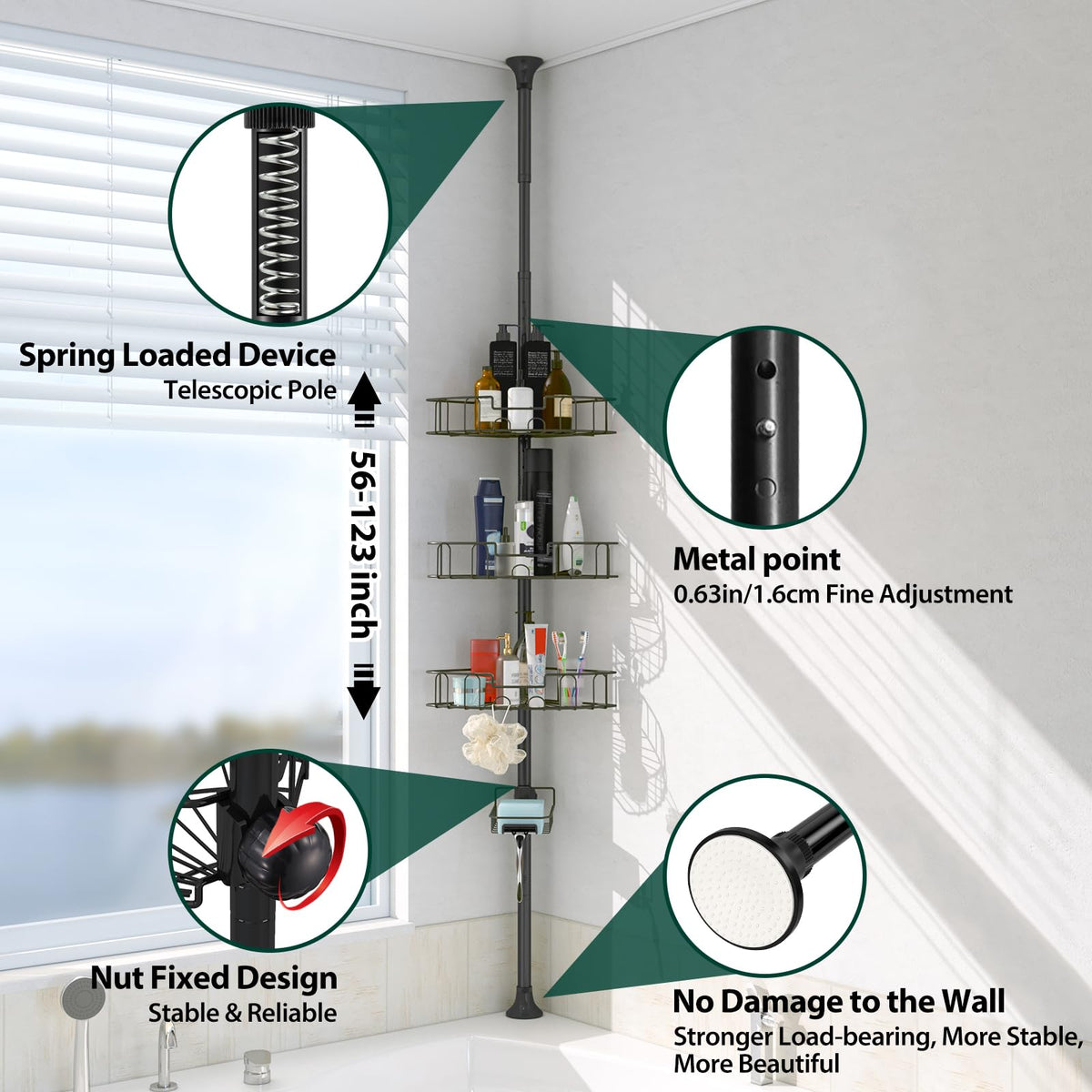 EUIJOIP stainless-steel construction resists rust in wet bathrooms.