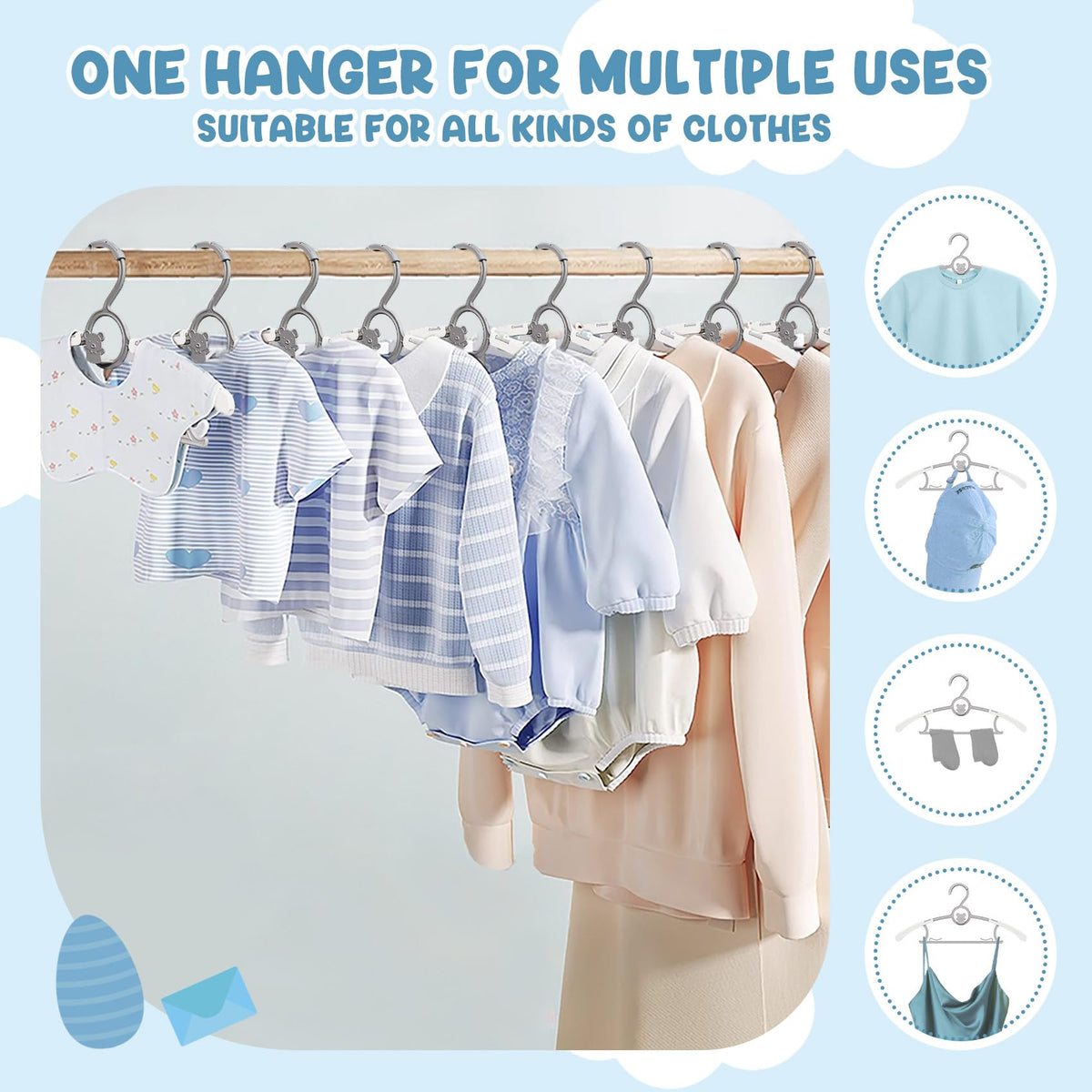 Eunhdet non-slip-buckle hanger close-up highlights secure grip for delicate outfits.