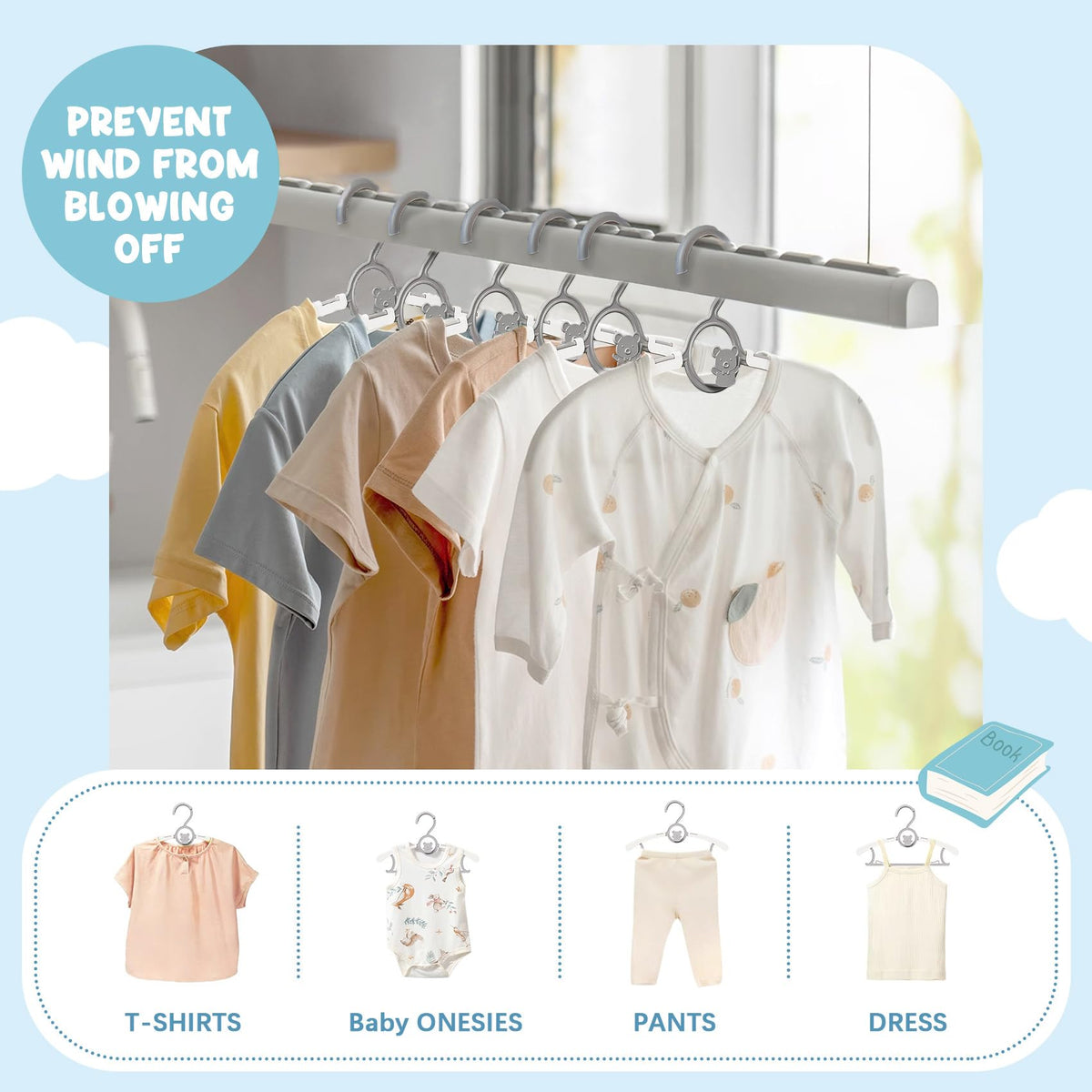 Eunhdet windproof-buckle design ensures clothes stay in place for bulky garments.