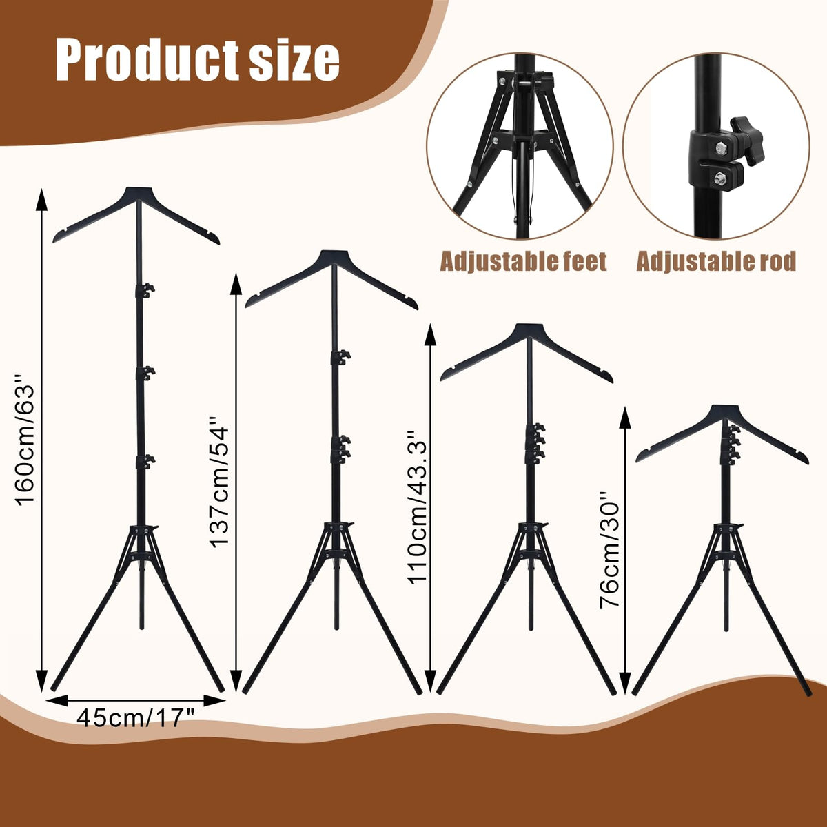 Eunika foldable metal mannequin torso rack on a tripod base