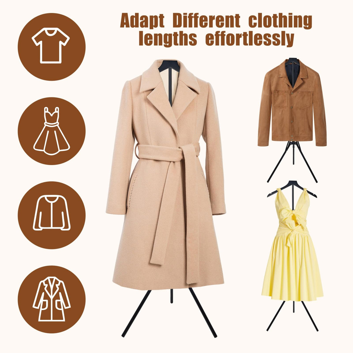 Eunika premium dual-material stand with wooden hanger prevents fabric snagging