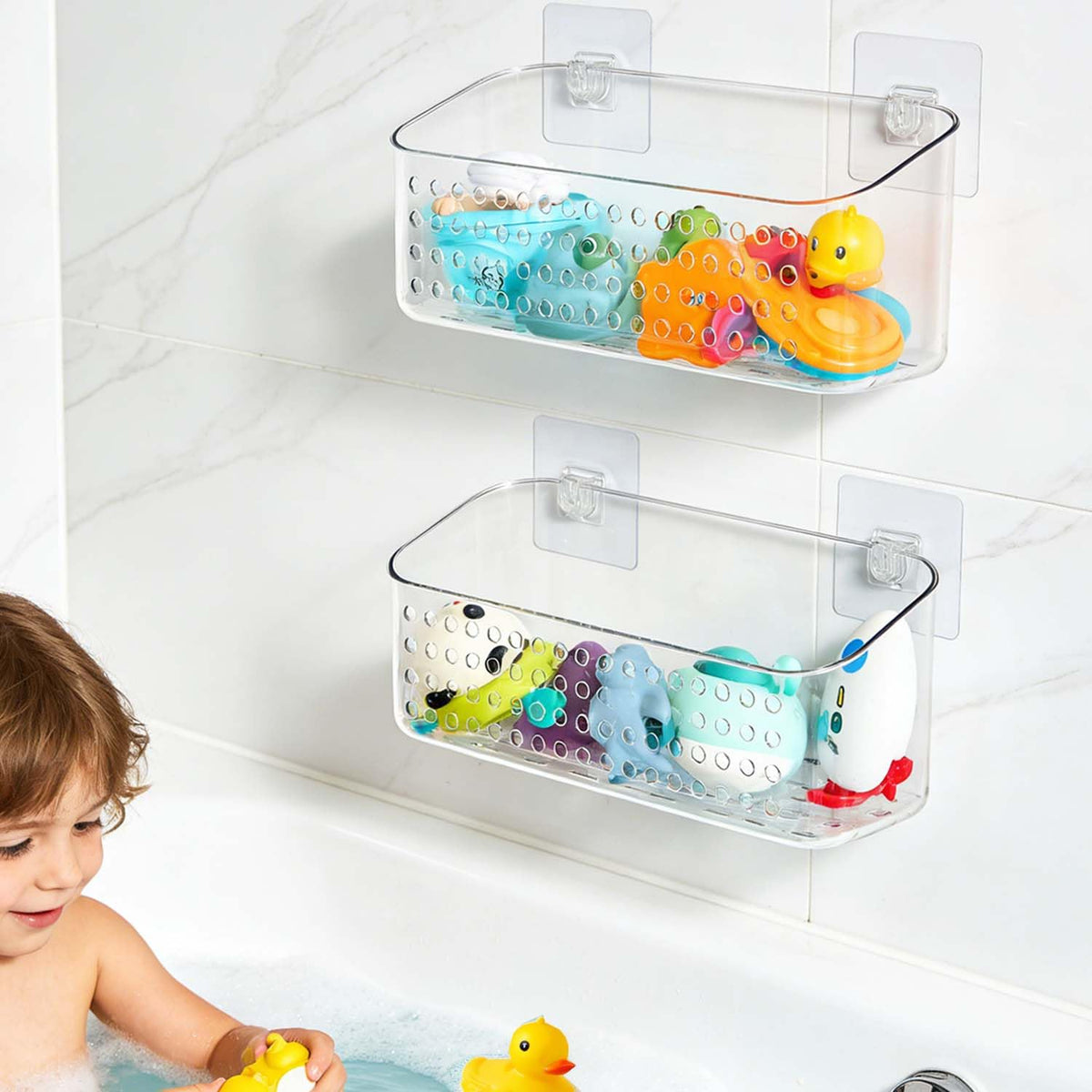 Eunion bath toy storage 2-pack front view for easy organization