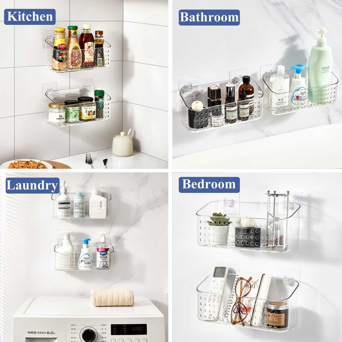 Eunion bath toy storage clear wall view highlights transparent walls
